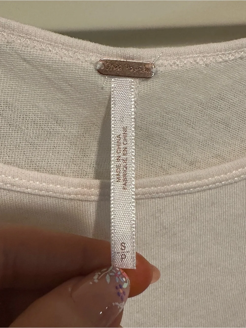 Free People Women's White Graphic Open Back Top - Small
